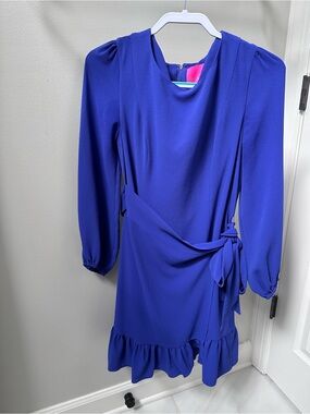 Lilly Pulitzer Cobalt Blue Ruffle Wrap Dress